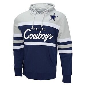 *NWT* Men Size 4XLT NFL Mitchell & Ness Navy/Gray Dallas Cowboys Pullover Hoodie